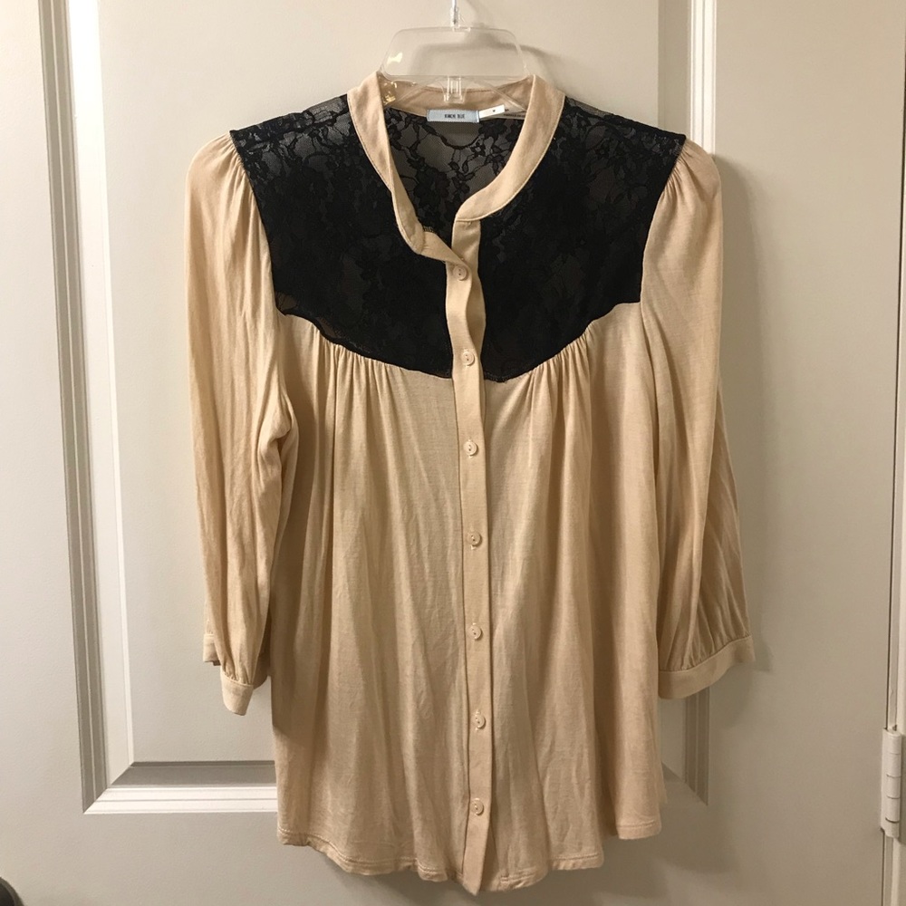 Ivory and Black Lace Blouse
